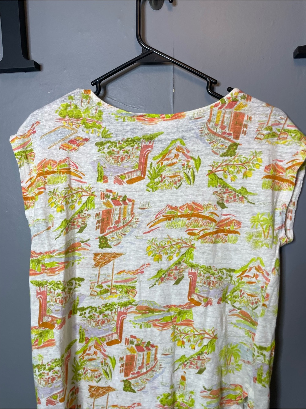 Cynthia Rowley Womens Linen Knit Top Size M Scenic Coastal Print Resort Vacation - Picture 10 of 10